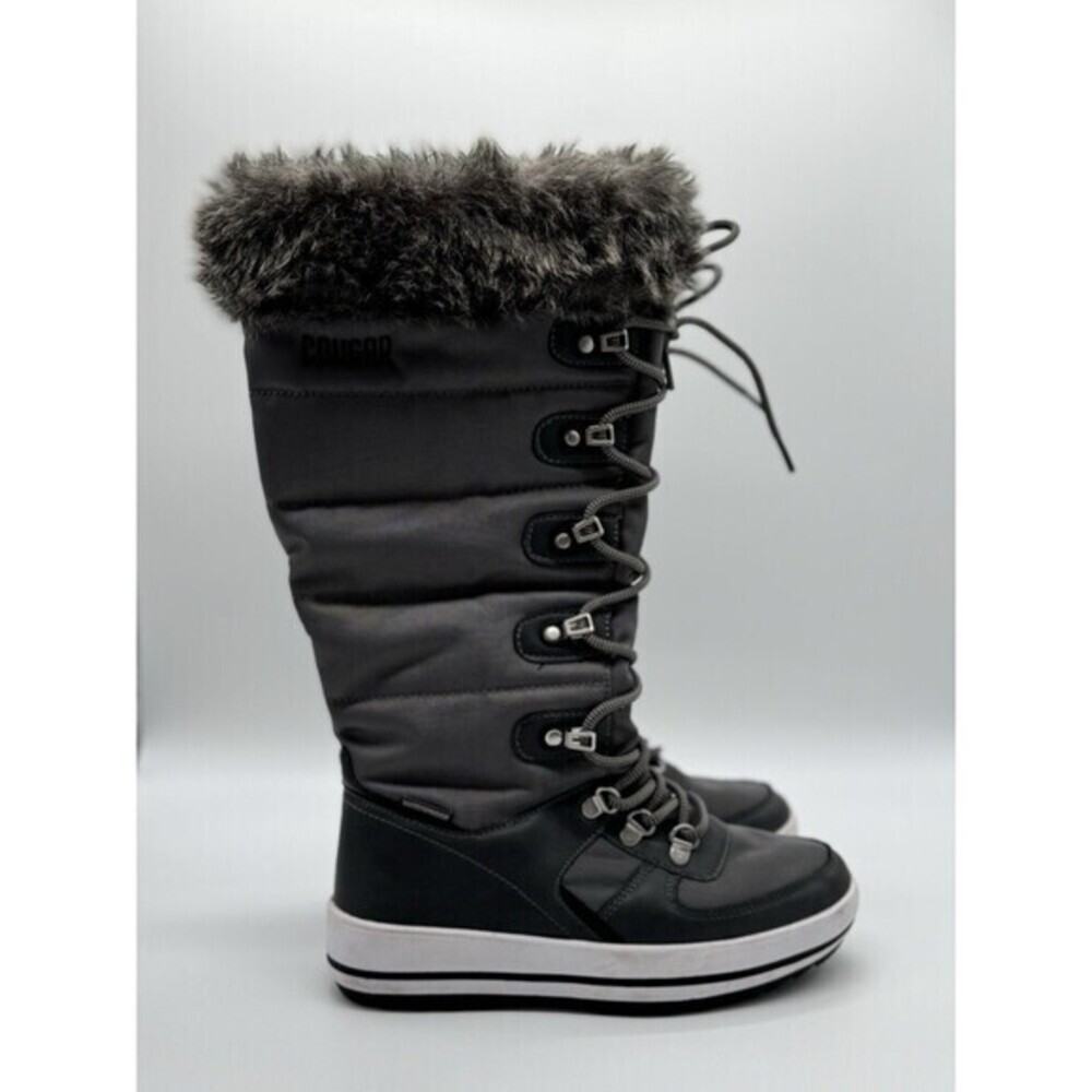 COUGAR Vesta Tall Winter Boots Grey Lace Up Womens SIZE 8 Warm Waterproof